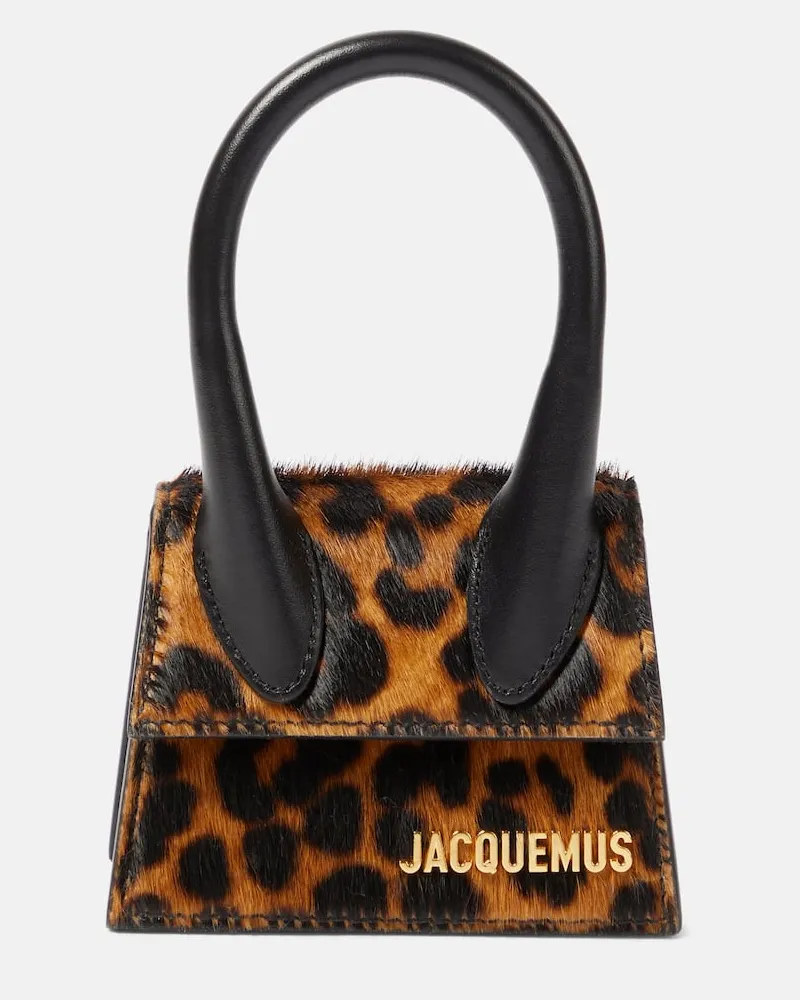 Jacquemus Bedruckte Tote Le Chiquito aus Kalbshaar Braun