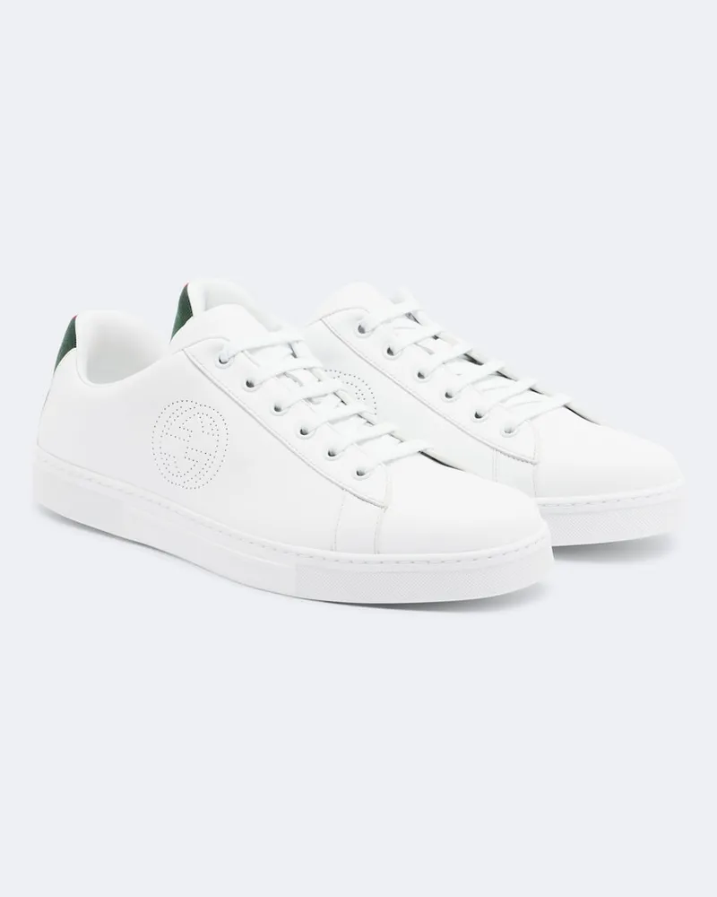 Gucci Sneakers Ace Web Stripe aus Leder Weiß