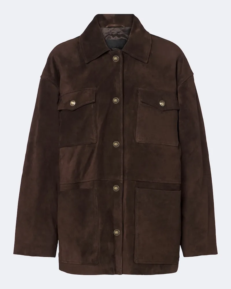 Nili Lotan Jacke Mirra aus Veloursleder Braun