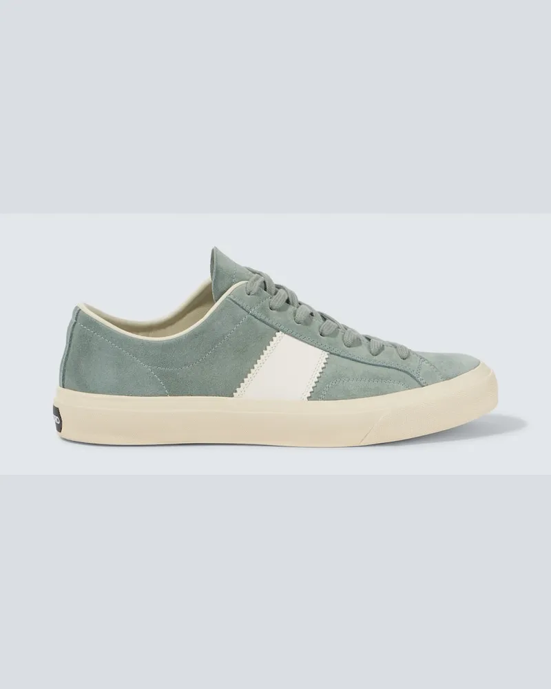 Tom Ford Sneakers Cambridge aus Veloursleder mit Leder Blau