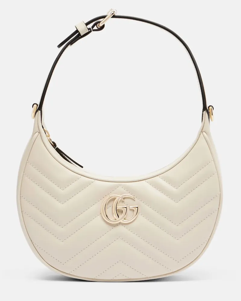 Gucci Schultertasche GG Marmont Mini aus Leder Weiß