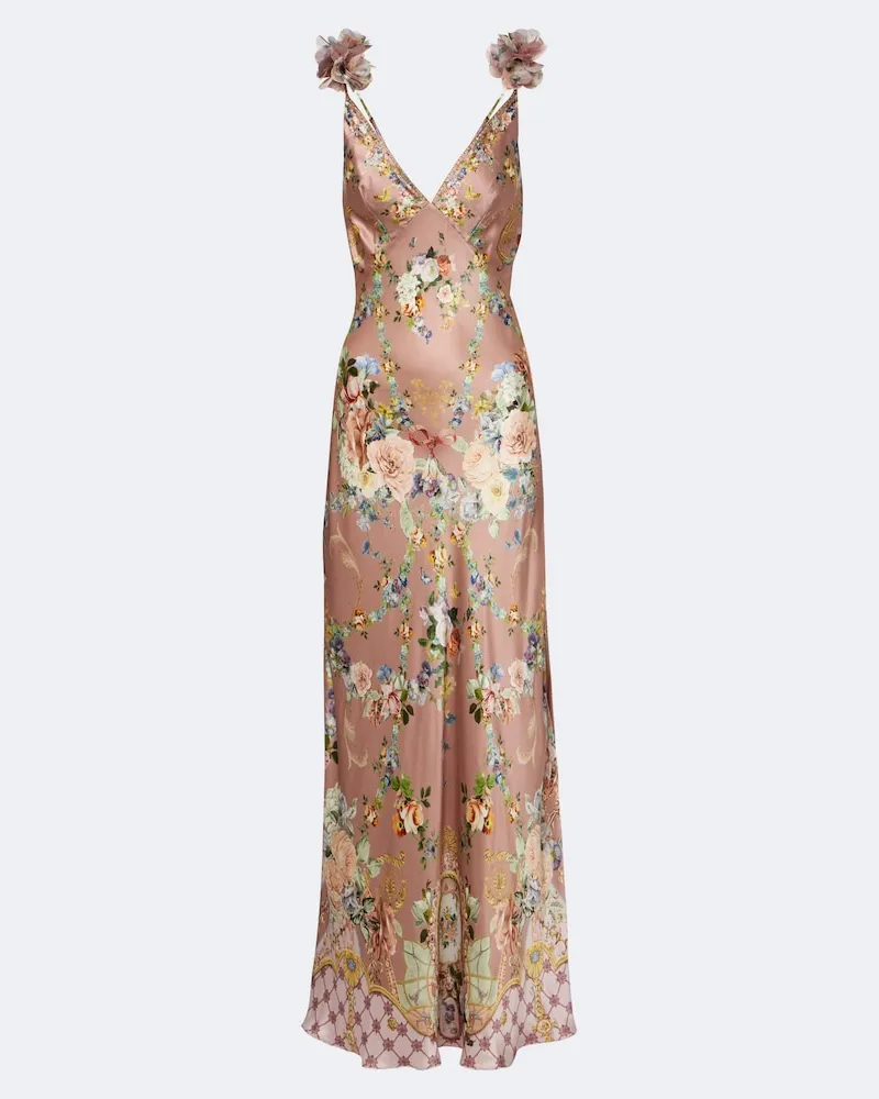 Camilla Slipdress aus Seidensatin Multicolor