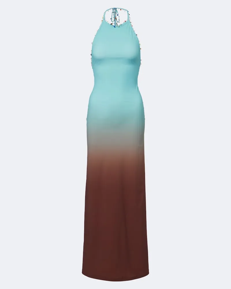 Christopher Esber Verziertes Maxikleid Beach Quartz Türkis