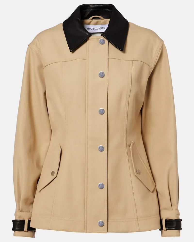 Veronica Beard Blouson Talla aus Baumwolle mit Leder Beige