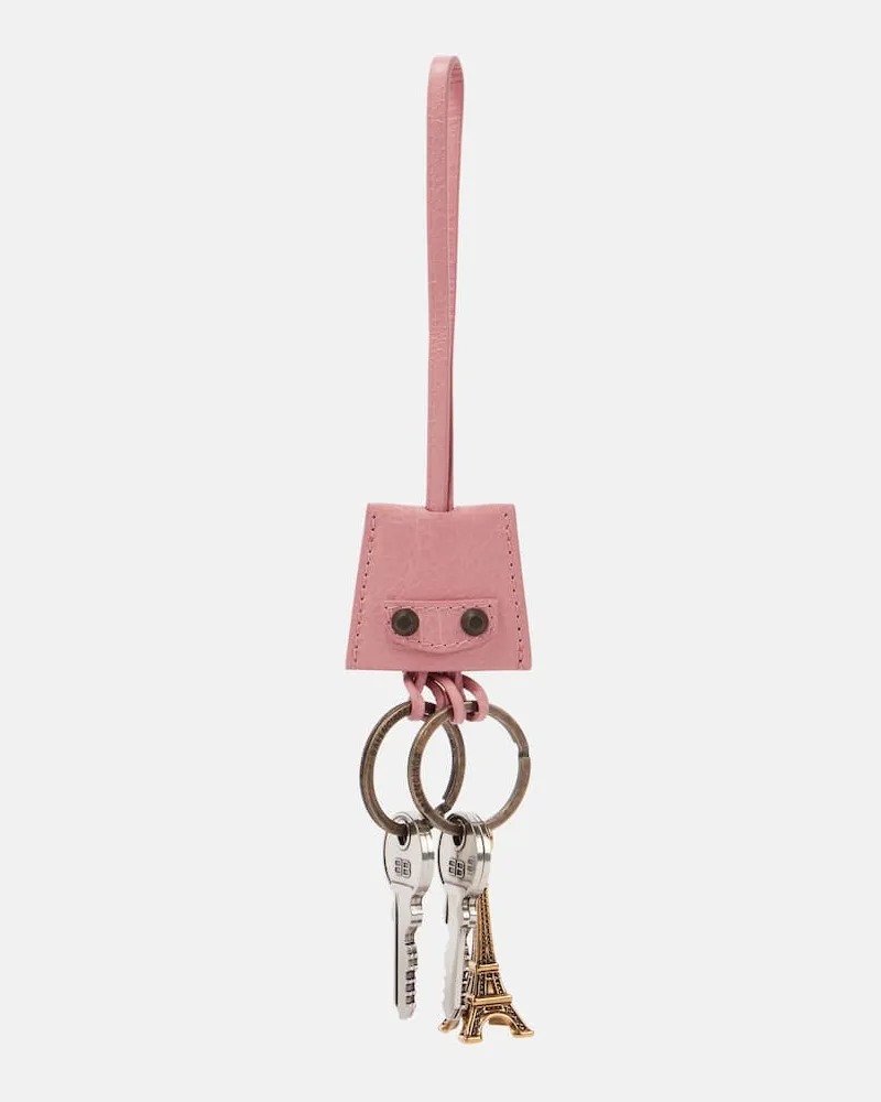 Balenciaga Taschenanhänger Le City Eiffel aus Leder Pink