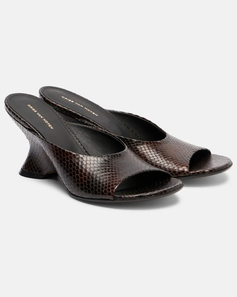 Dries van Noten Wedge-Pantoletten 75 aus Leder Braun