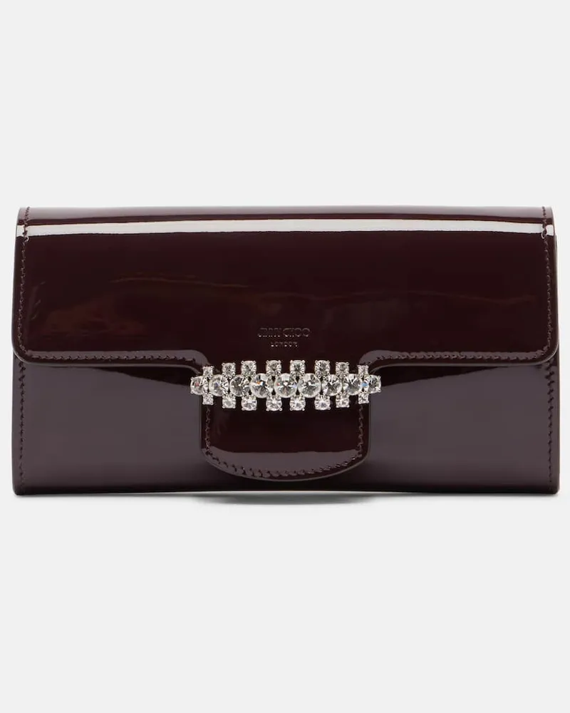 Jimmy Choo Portemonnaie mit Kettenriemen Bing aus Lackleder Burgunderrot