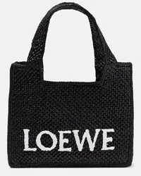 Loewe Tote Mini aus Raffiabast Schwarz