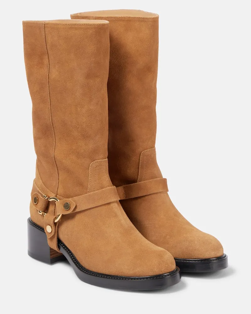 Chloé Chloé Bikerstiefel Dakota aus Veloursleder Beige