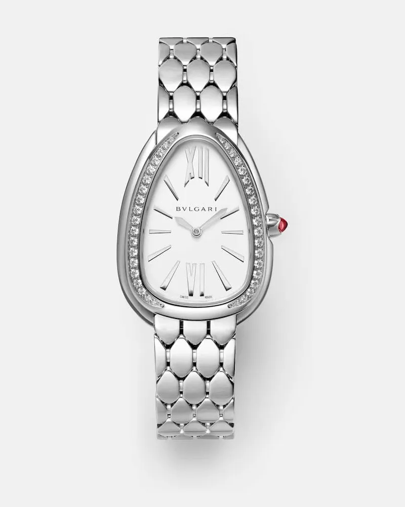 Bulgari Uhr Serpenti Seduttori mit Diamanten und Rubellit Silber