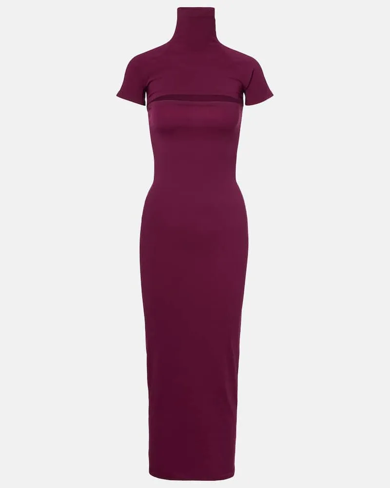 Alaïa Alaïa Midikleid Second-Skin aus Jersey Burgunderrot
