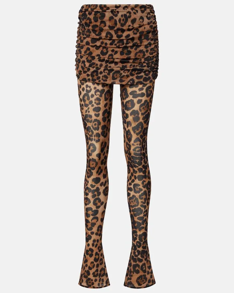 Blumarine Bedruckte Leggings aus Jersey Braun