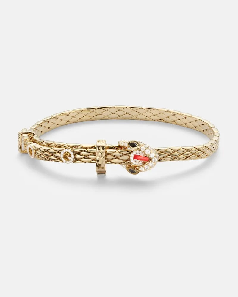 Yvonne Léon Yvonne Léon Armband Python Mini aus 9kt Gelbgold mit Diamanten und Emaille Gold