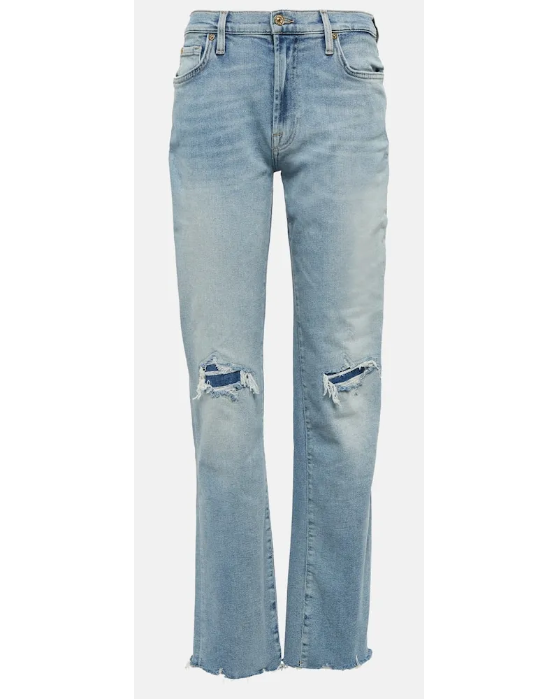 7 for all mankind Mid-Rise Straight Jeans Ellie Blau