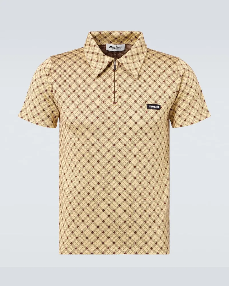 Miu Miu Polohemd aus Seiden-Piqué Beige