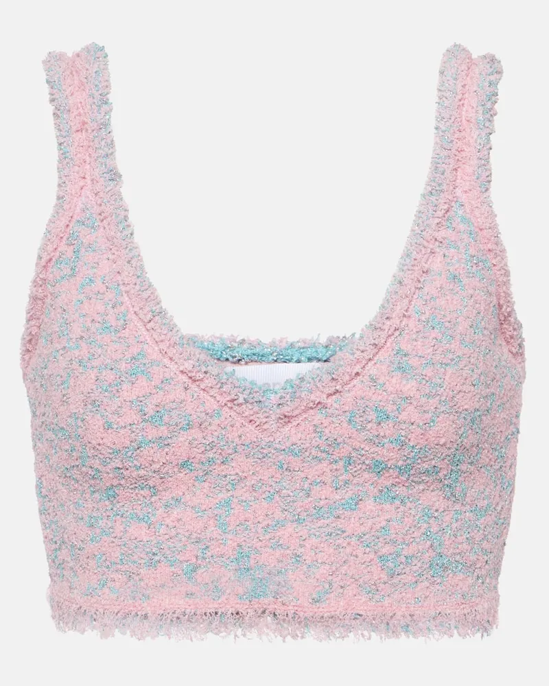 Paco Rabanne Cropped-Top aus Tweed Pink