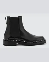 Valentino Garavani Chelsea Boots M-Way Rockstud aus Leder Schwarz