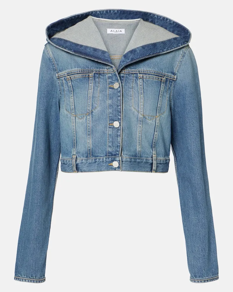 Alaïa Alaïa Cropped-Jeansjacke Blau