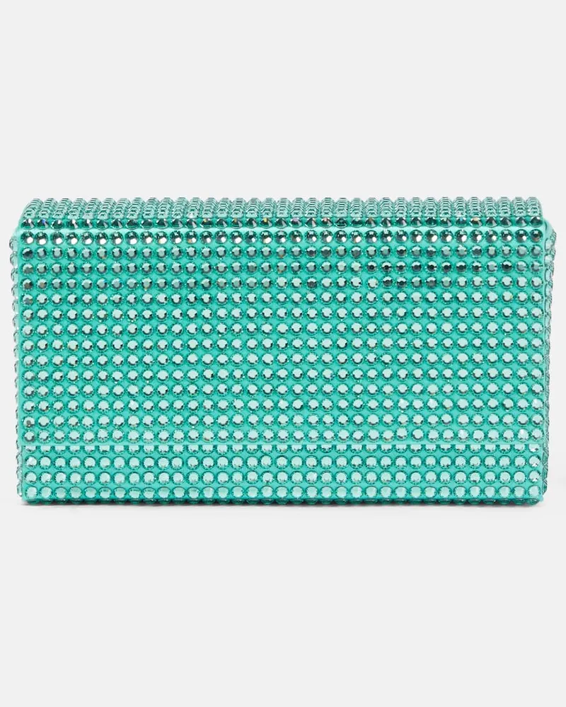 Amina Muaddi Verzierte Clutch Paloma Micro aus Satin Grã¼n