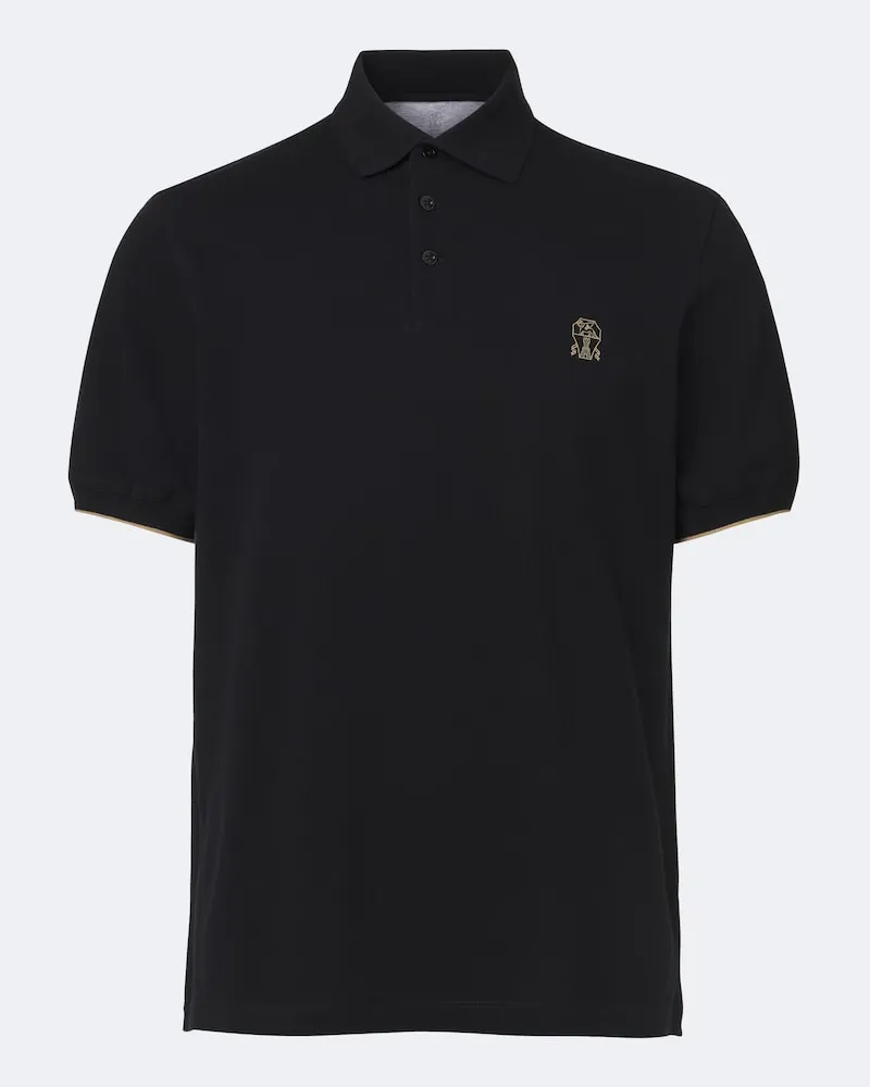 Brunello Cucinelli Poloshirt aus Baumwoll-Piqué Schwarz