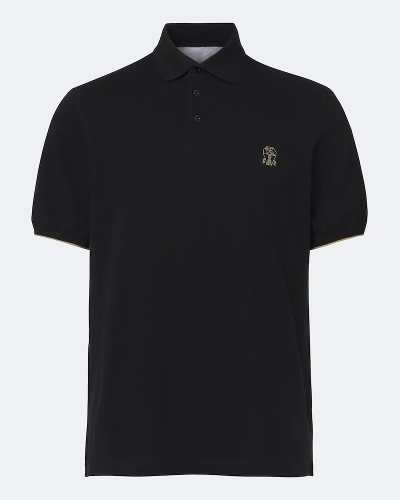 Brunello Cucinelli Poloshirt aus Baumwoll-Piqué Schwarz