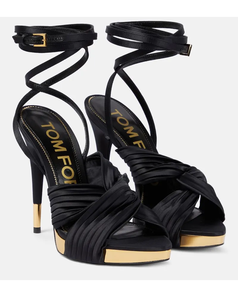 Tom Ford Plateausandalen aus Satin Schwarz