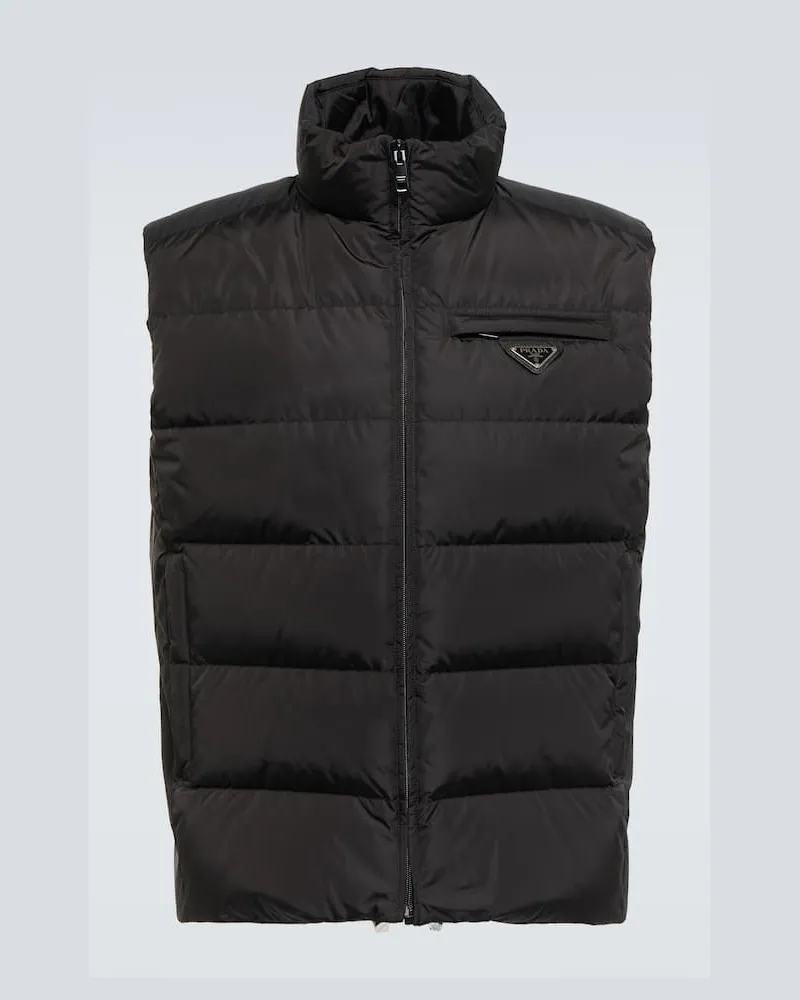 Prada Wattierte Weste aus Re-Nylon Schwarz
