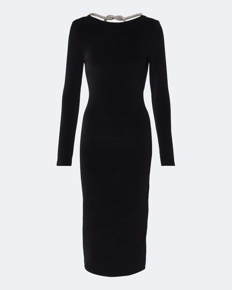 Balmain Verziertes Midikleid aus einem Baumwollgemisch Schwarz
