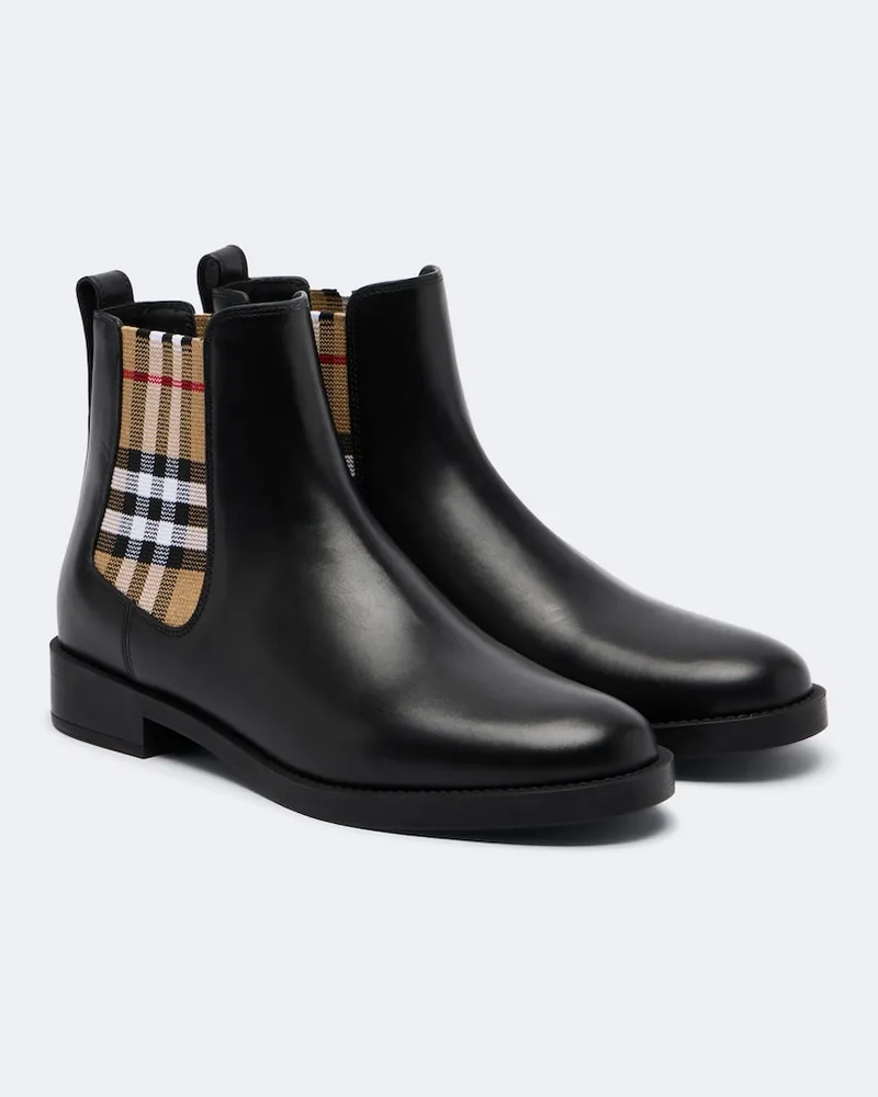 Burberry Chelsea Boots Burberry Check aus Leder Schwarz