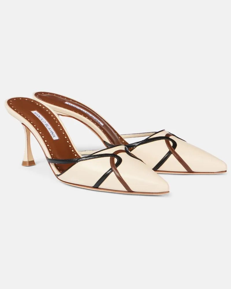 Manolo Blahnik Mules Ragheb 70 aus Leder Beige