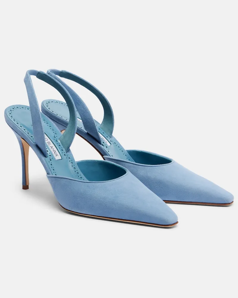 Manolo Blahnik Slingback-Pumps Borelapla aus Veloursleder Blau