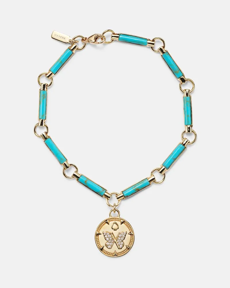 FOUNDRAE Armband Reverie Element aus 18kt Gelbgold mit Diamanten und Türkis Gold