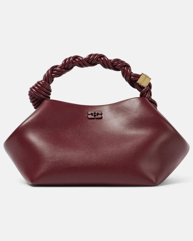 Ganni Tote Bou Small aus Leder Burgund