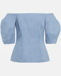 Gabriela Hearst Off-Shoulder-Top Ellen aus Baumwolle Blau