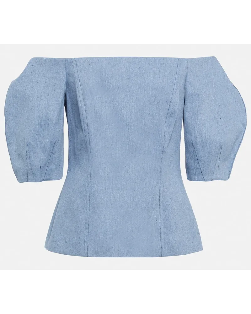 Gabriela Hearst Off-Shoulder-Top Ellen aus Baumwolle Blau