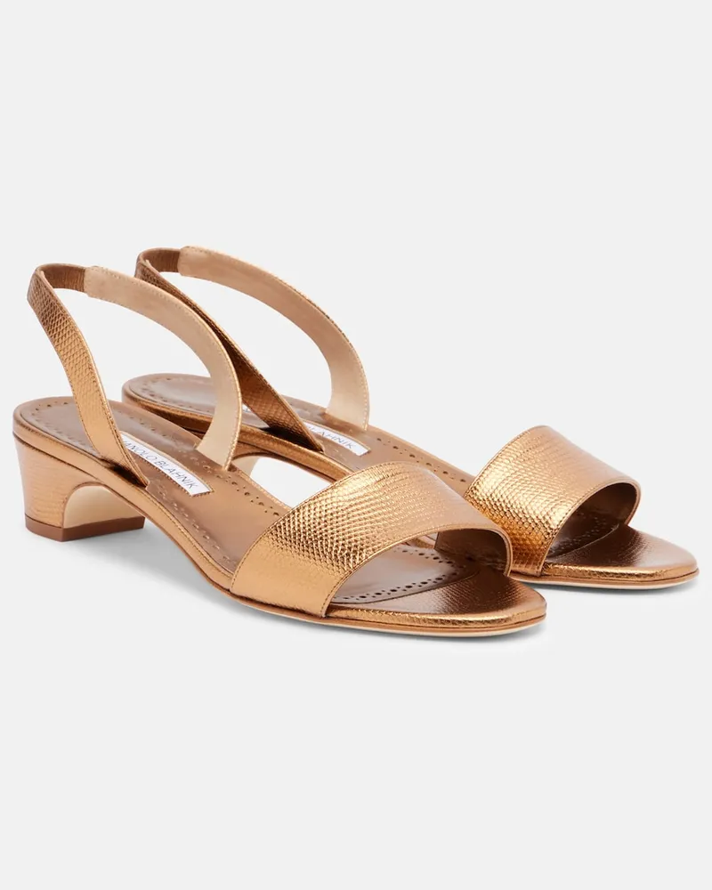 Manolo Blahnik Slingback-Sandalen Patopia aus Leder Gold