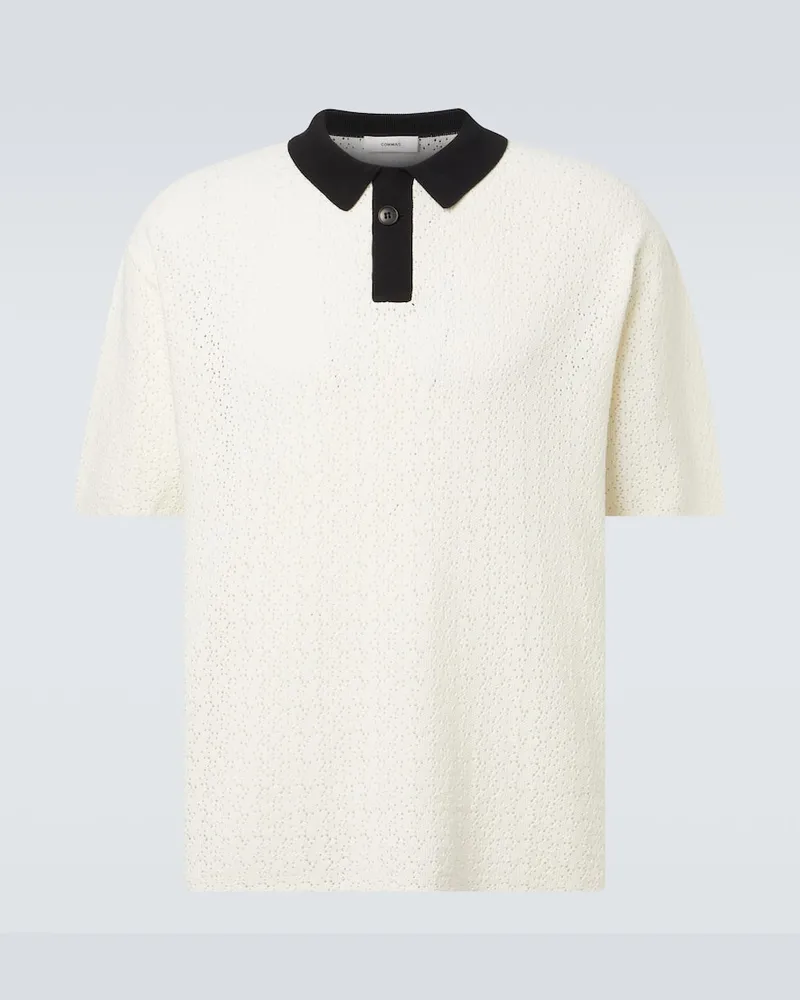 COMMAS Polohemd aus Häkelstrick Weiß