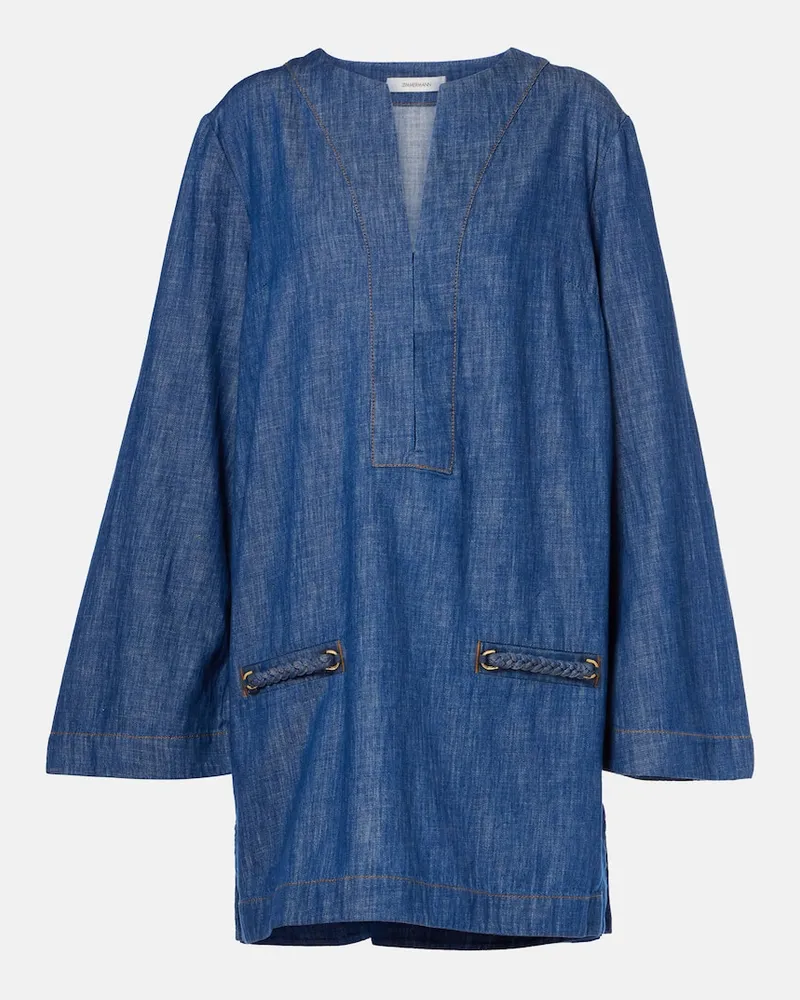 Zimmermann Tunika Wylie aus Denim Blau