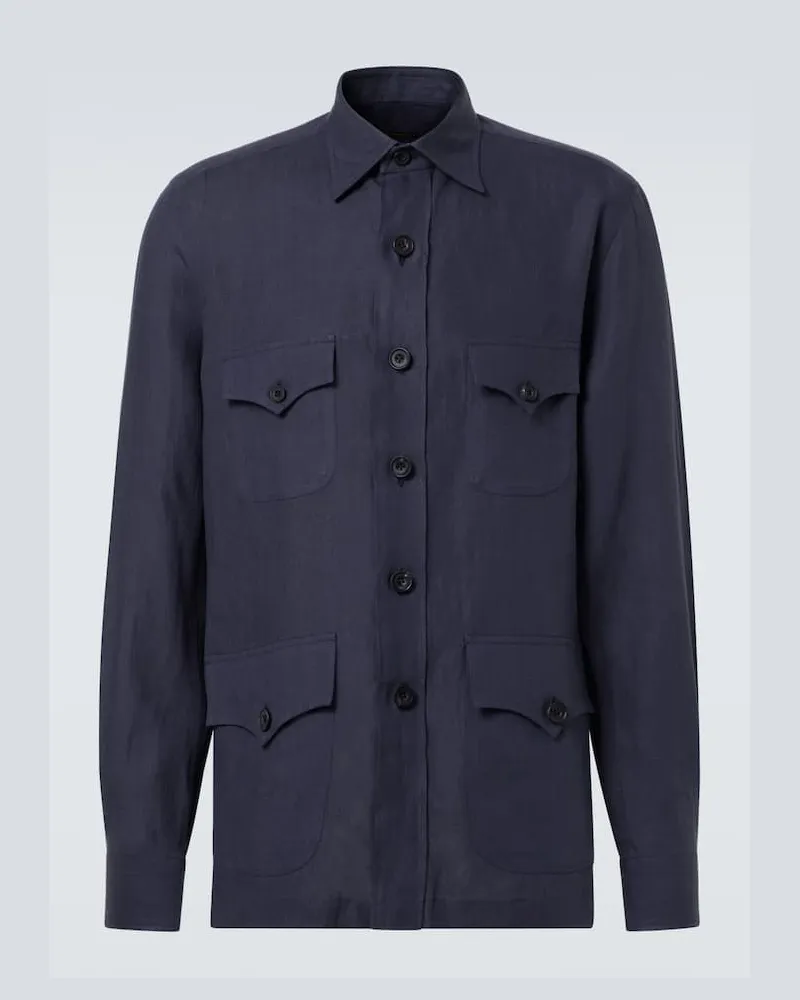 Rubinacci Feldjacke aus Leinen Blau