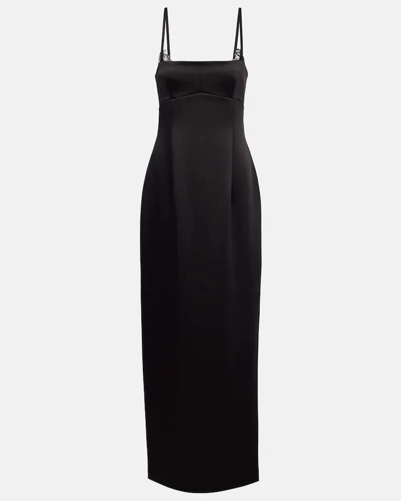SIR Robe Poppy Column aus Satin mit Spitze Schwarz
