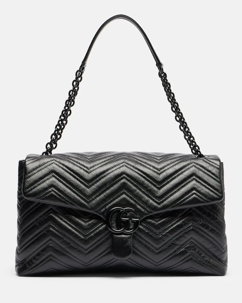 Gucci Schultertasche GG Marmont Large aus Leder Schwarz