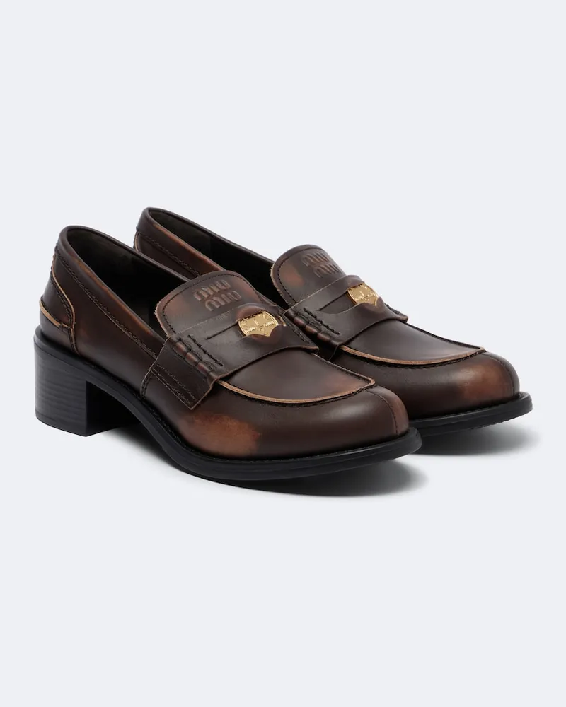 Miu Miu Loafer-Pumps Decò aus Leder Braun