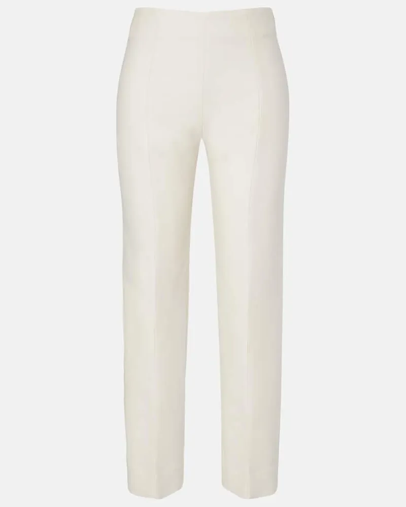 Totême Schmale Hose aus Wolle und Seide Weiß