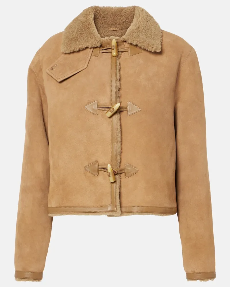 Nili Lotan Jacke Benoite aus Veloursleder mit Shearling Beige