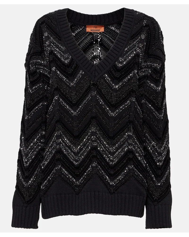 Missoni Verzierter Oversize-Pullover Schwarz