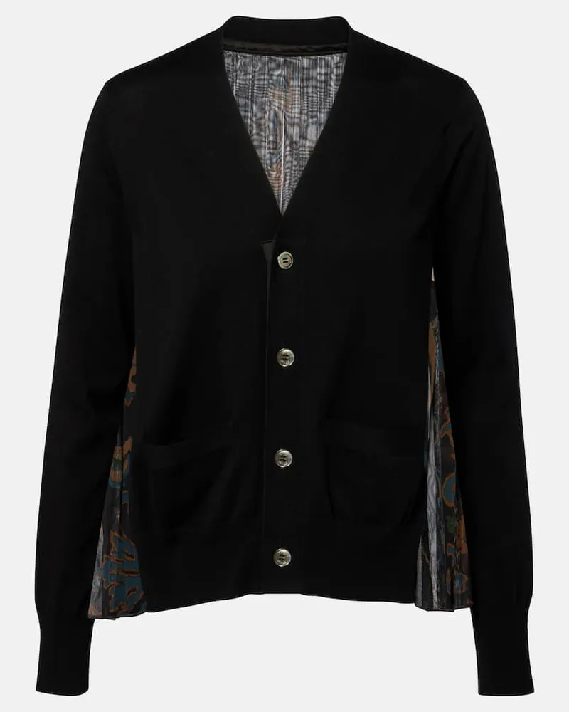 Sacai Cardigan aus Baumwolle mit Tüll Blau