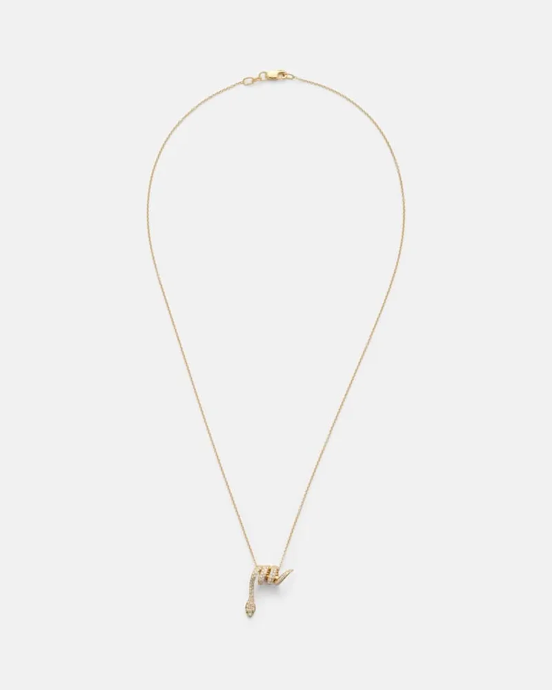 Ileana Makri Halskette Convolute Snake aus 18kt Gelbgold mit Diamanten und Tsavorit Gold