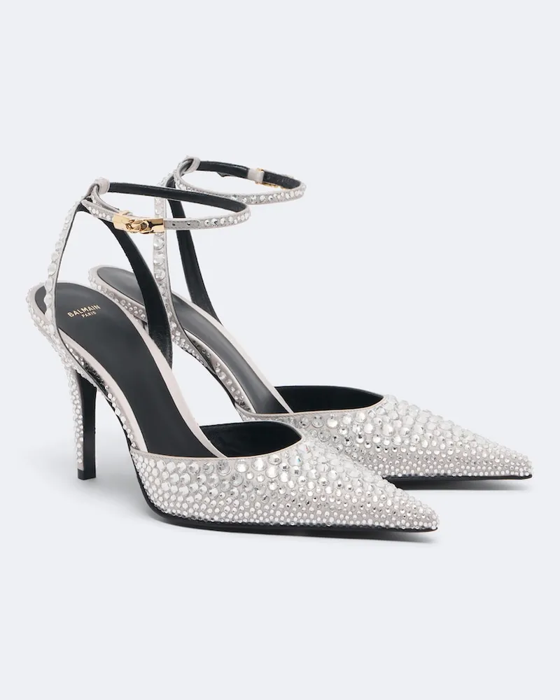 Balmain Slingback-Pumps mit Kristallen Silber