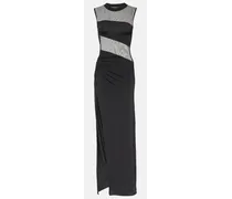 Maxikleid aus Mesh und Jersey