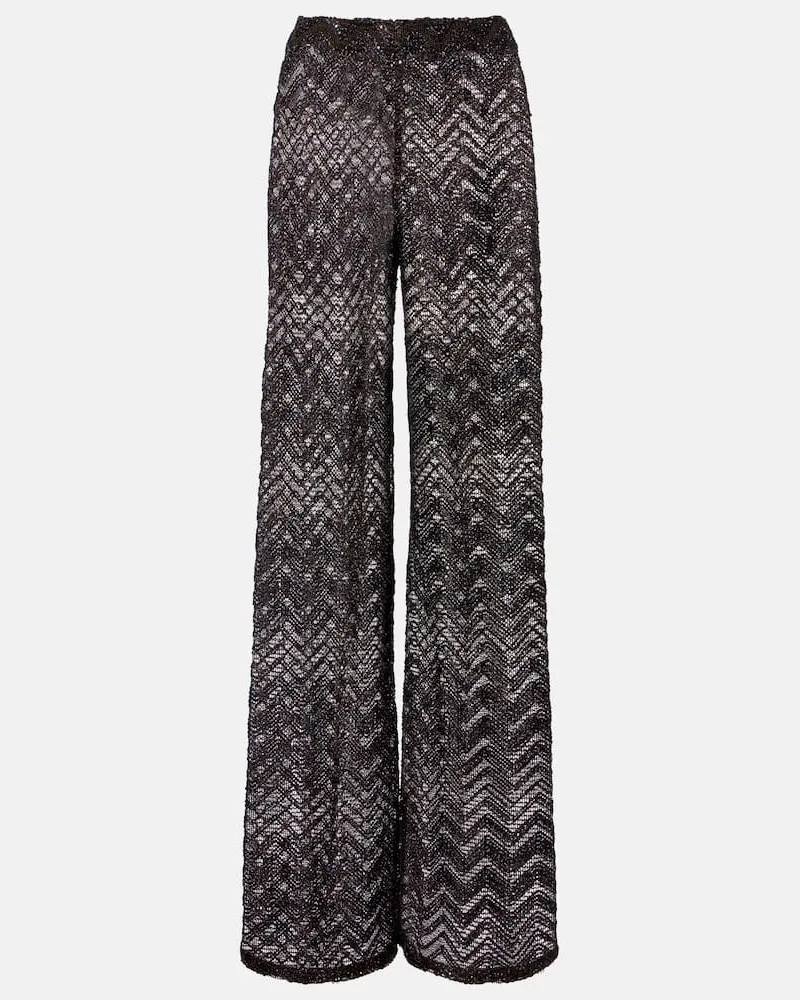 Missoni Weite Hose aus Häkelstrick Braun